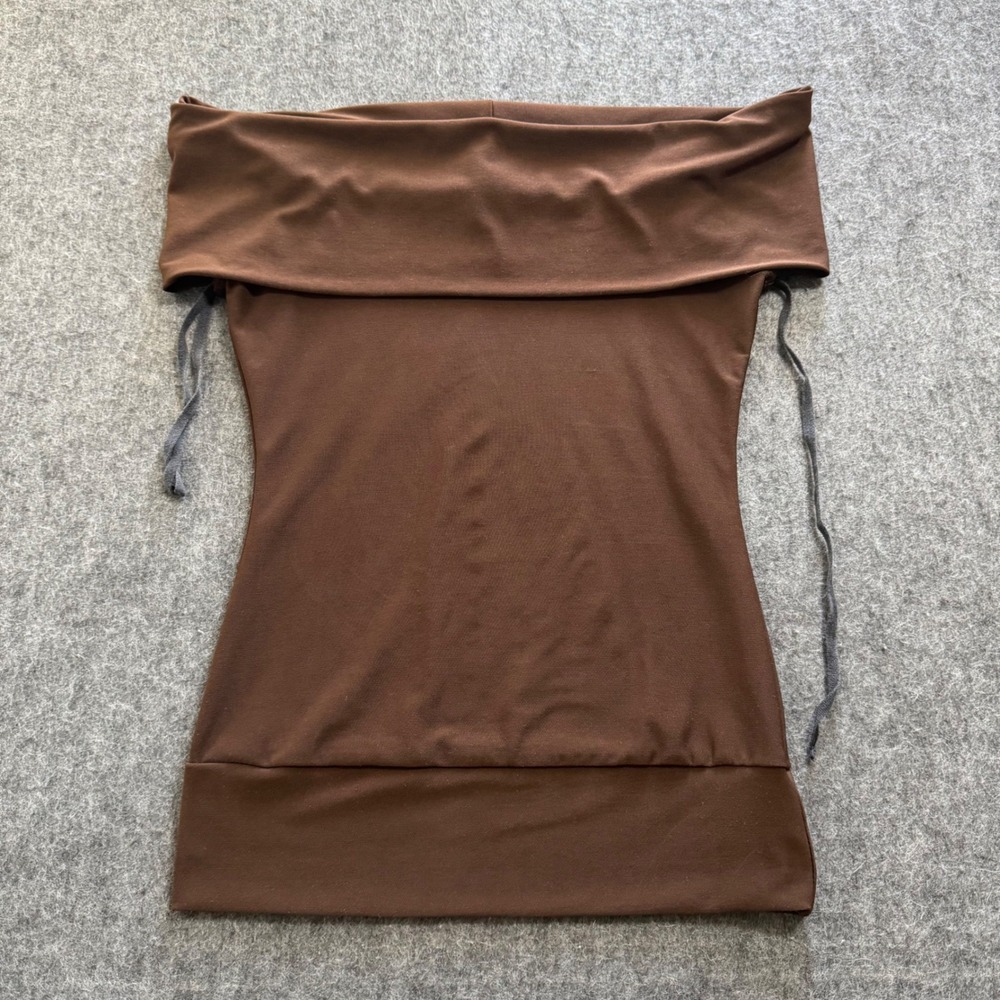Wet Seal VTG Y2K Brown Off The Shoulder Top XS Made in USA 1895 XS